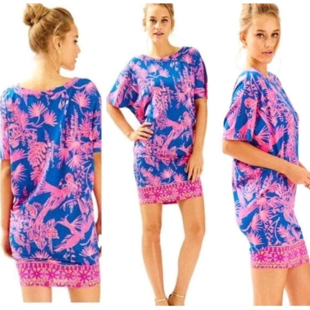 Lilly Pulitzer Lowe Indigo Night Caw Print Dolman Sleeve Jersey Knit Dress✨️S - Picture 4 of 12